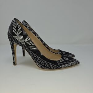 J.Crew Elsie pumps heels – Embroidered Black Western - Size 9.5 - Made in Italy